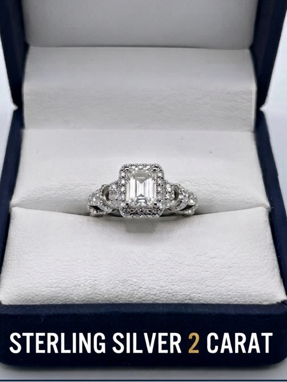 2 Carat Emerald Cut Moissanite Ring - New Size 7